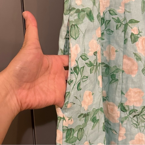 Hill House The Laura Dress Blue Roses Floral 100% Linen Button Down Large - Picture 5 of 10